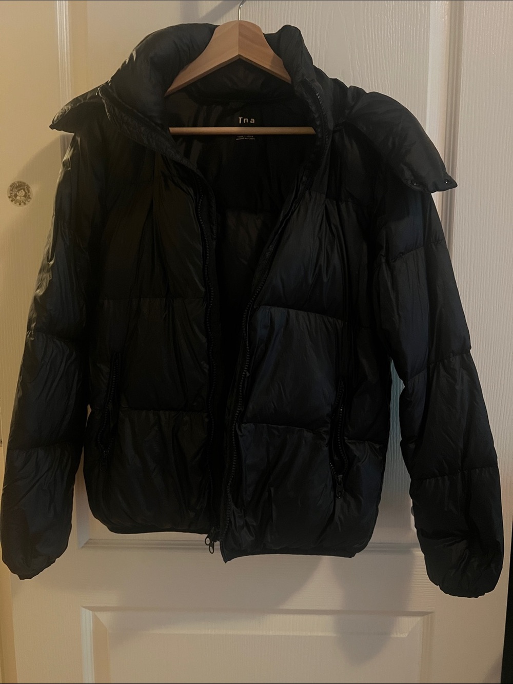 TNA Black Women's Quilted Puffer Jacket
